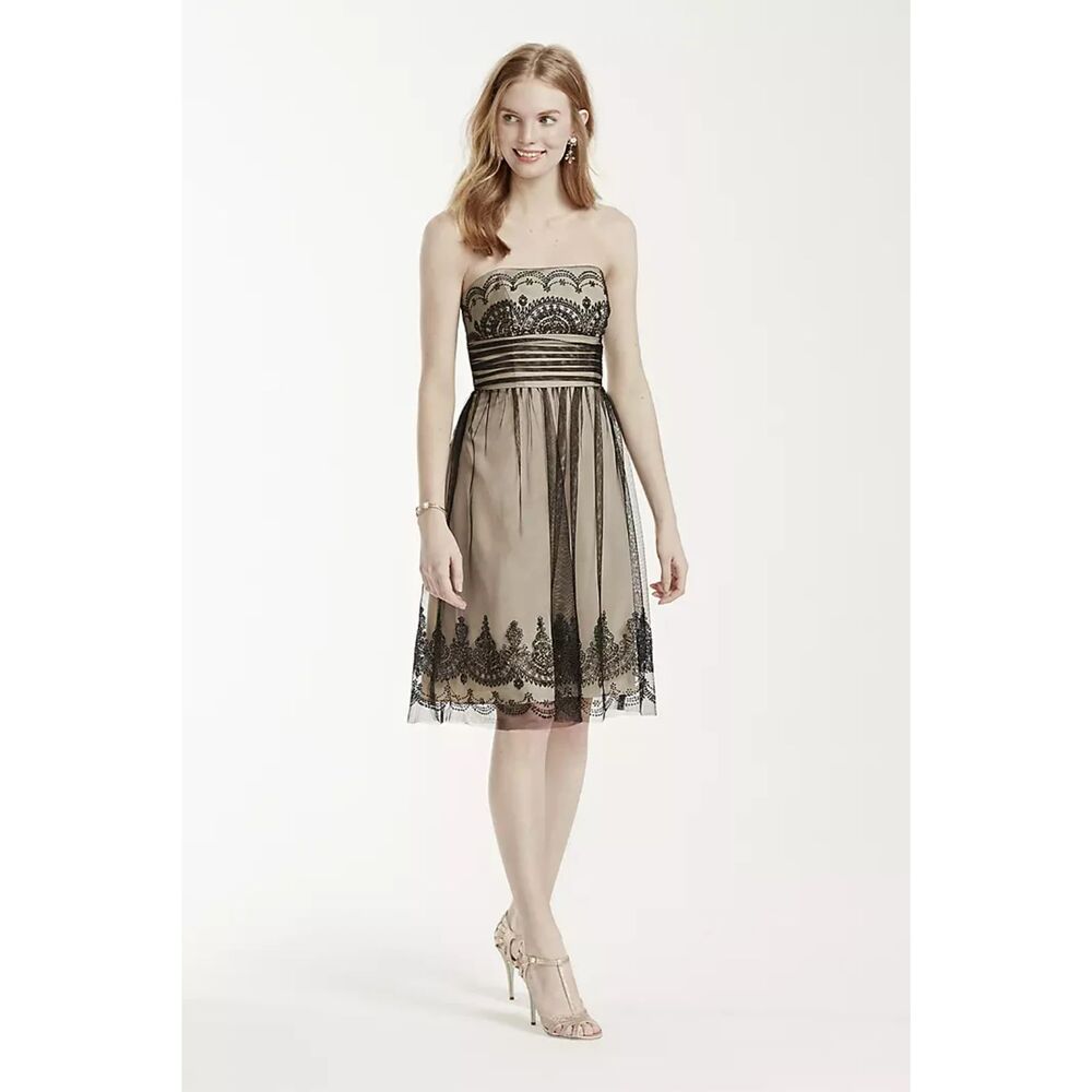 David's Bridal Strapless Tulle Dress with Caviar Beading Size 18